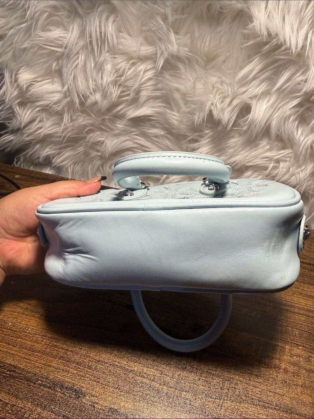 Chrome Hearts Light Blue Mini Satchel with Cross Appliqués - Picture 7 of 7